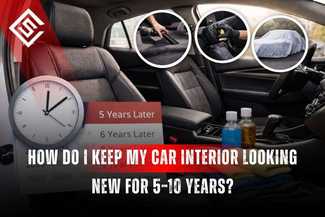 Clean car interior shown with seat care, vacuuming, and protection illustrating how to keep car interior new looking for 5-10.