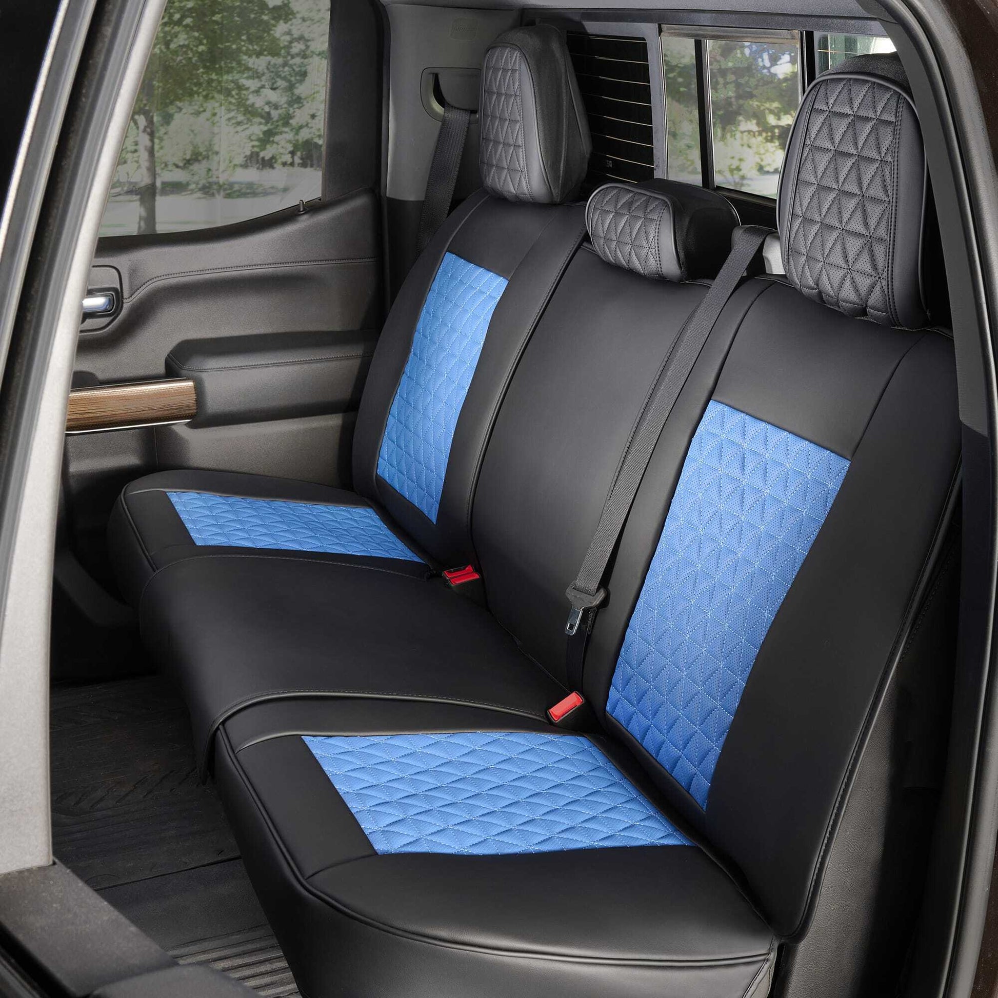 Back - Luxury Seat Covers - Black & Blue