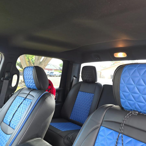 Blue and black covers in Eric A.'s Ram Warlock crew cab